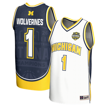 Youth GameDay Greats  White Michigan Wolverines 2026 NCAA Men's Basketball National Champions #1 Commemorative Fashion Jersey