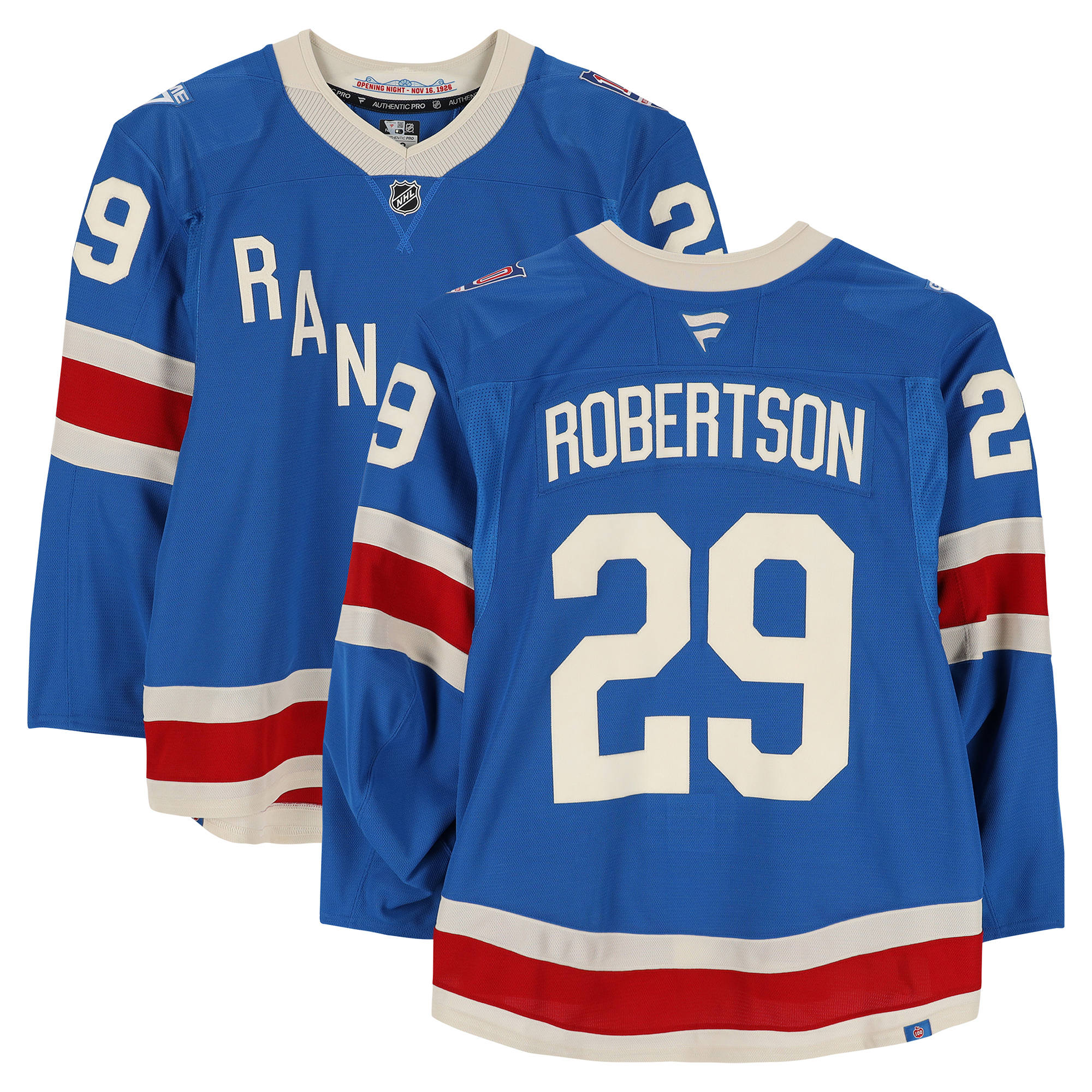 Matthew Robertson New York Rangers Game-Used #29 Blue Centennial Jersey vs. Toronto Maple Leafs on March 5, 2026