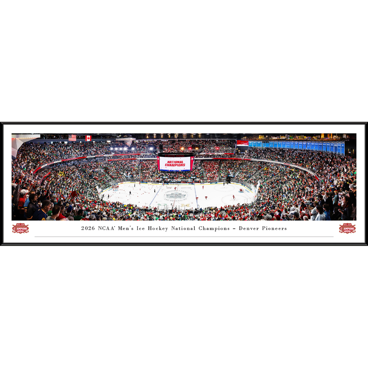 Denver Pioneers 2026 NCAA Frozen Four Men's Ice Hockey National Champions 13.5'' x 39'' Standard Framed Panoramic