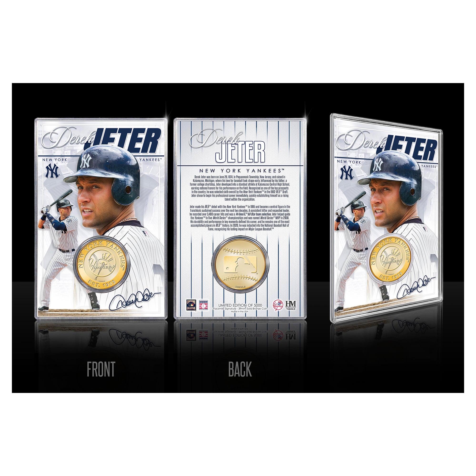 Highland Mint Derek Jeter New York Yankees Limited Edition Bronze Coin with Acrylic Holder