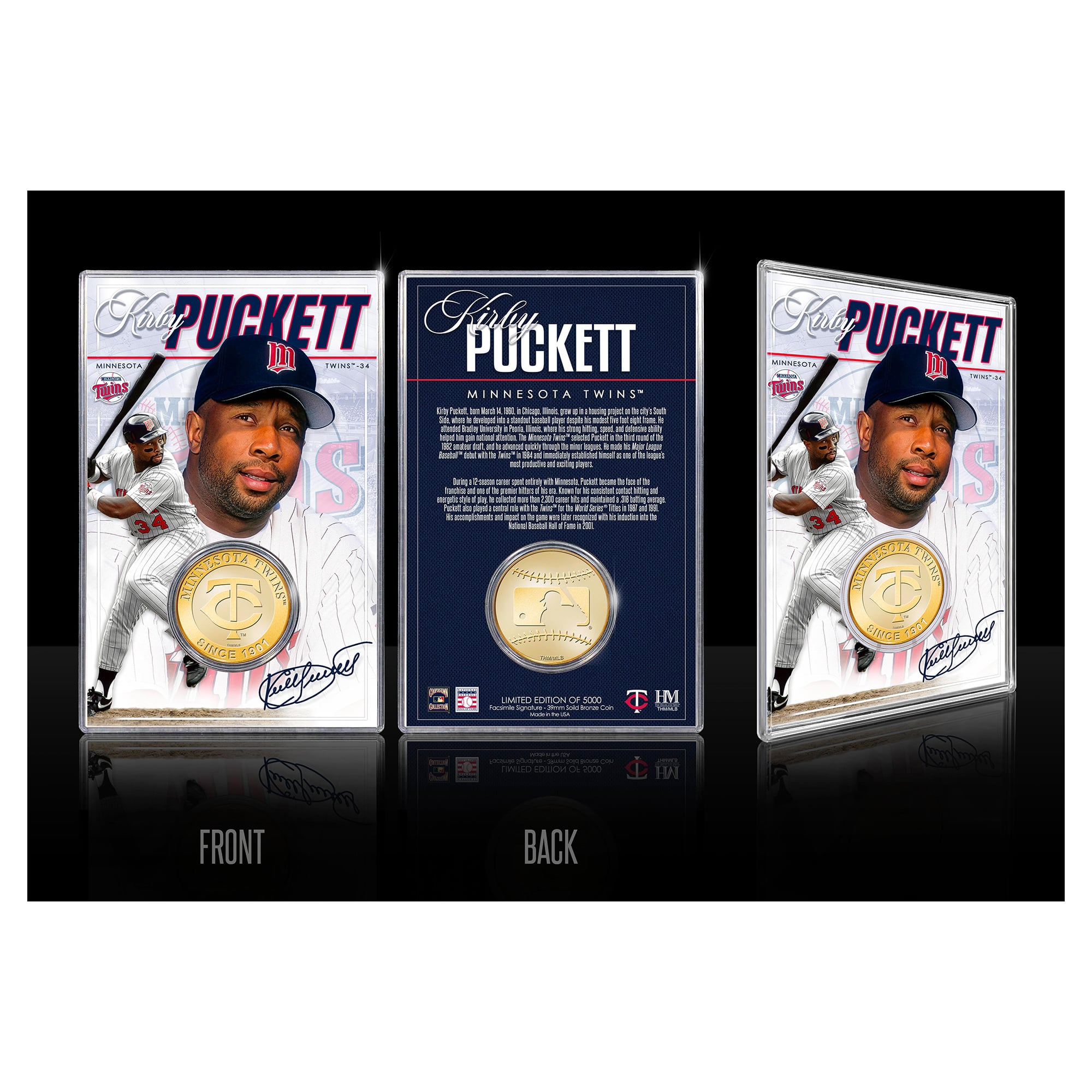 Highland Mint Kirby Puckett Minnesota Twins Limited Edition Bronze Coin with Acrylic Holder