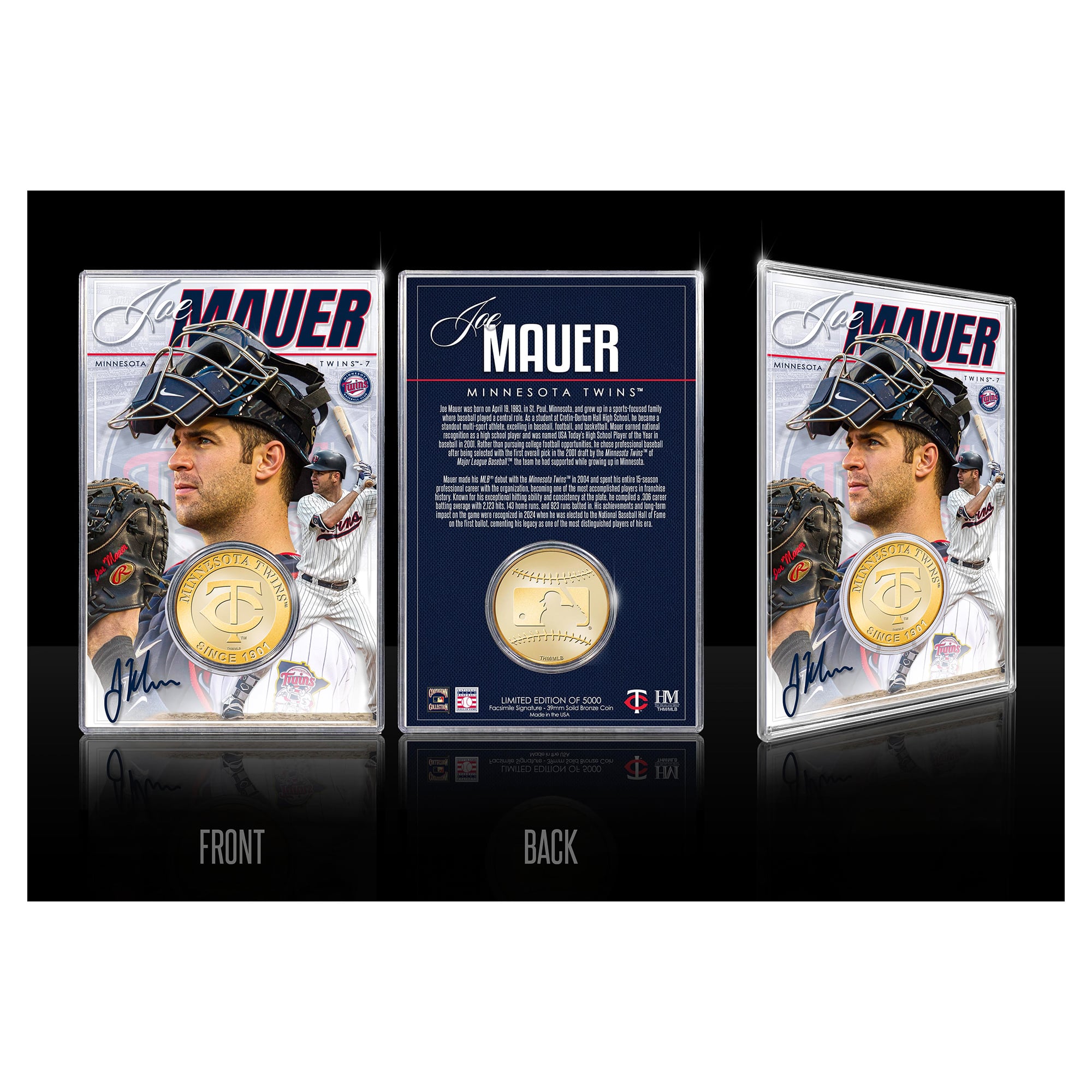 Highland Mint Joe Mauer Minnesota Twins Limited Edition Bronze Coin with Acrylic Holder