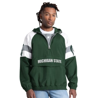 Men's Starter Green Michigan State Spartans Street Cut Half-Zip Jacket
