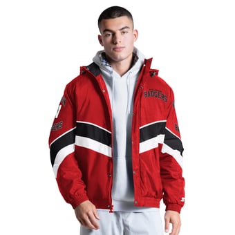 Men's Starter Red Wisconsin Badgers The Chevron Full-Zip Hooded Jacket