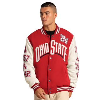 Men's Starter Scarlet Ohio State Buckeyes Triple Crown Commemorative Full Snap Jacket