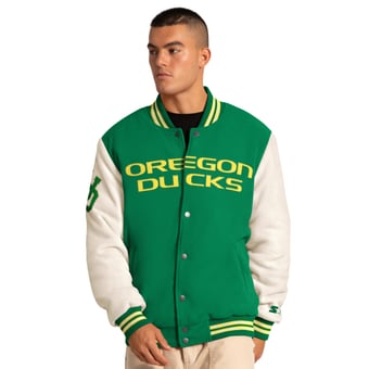 Men's Starter Green Oregon Ducks Triple Crown Commemorative Full Snap Jacket