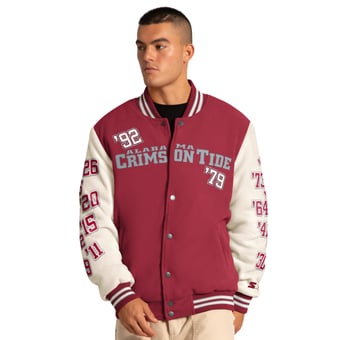 Men's Starter Crimson Alabama Crimson Tide Triple Crown Commemorative Full Snap Jacket