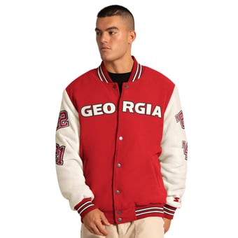 Men's Starter Red Georgia Bulldogs Triple Crown Commemorative Full Snap Jacket