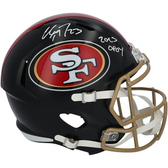 Christian McCaffrey San Francisco 49ers Autographed Riddell Rivalry Speed Replica Helmet with "2023 OPOY" Inscription