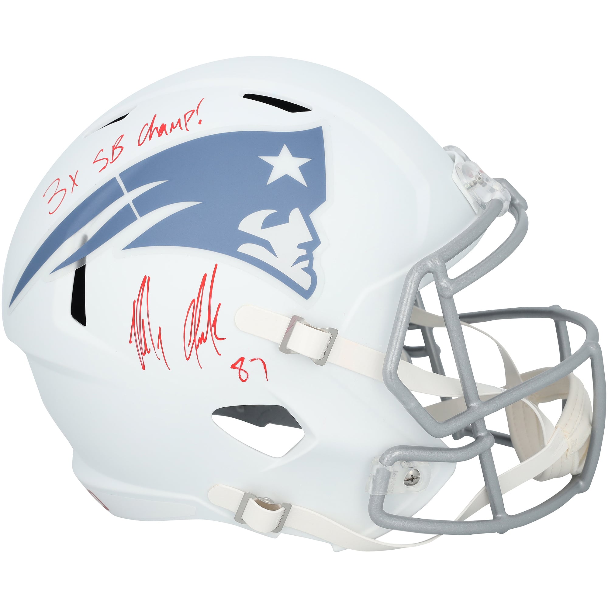 Rob Gronkowski New England Patriots Autographed Riddell Rivalry Speed Replica Helmet with "3x SB Champ!" Inscription