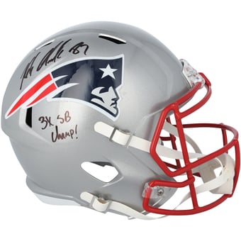"Rob Gronkowski New England Patriots Autographed Riddell Speed Replica Helmet with ""3x SB Champ"" Inscription"