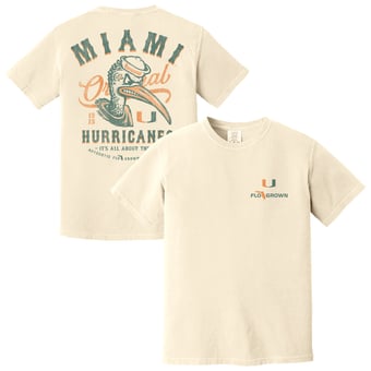 Men's FloGrown  Cream Miami Hurricanes Vintage Mascot T-Shirt