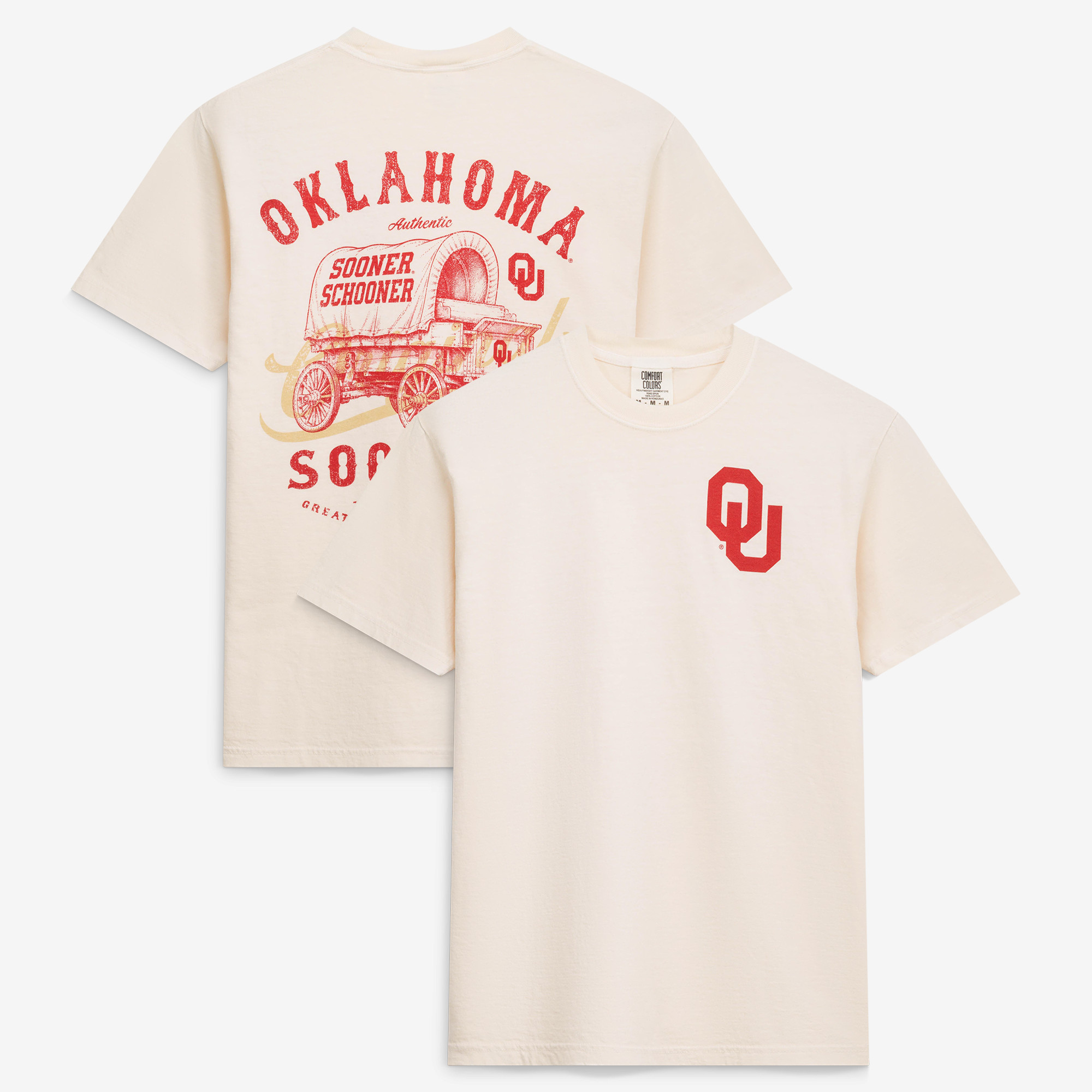 Men's  Cream Oklahoma Sooners Vintage Mascot T-Shirt