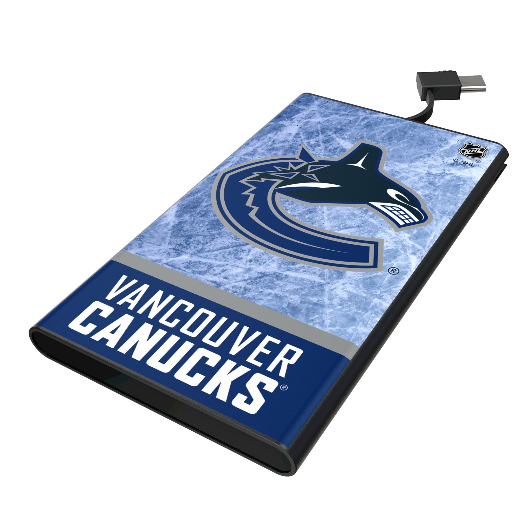 Keyscaper Vancouver Canucks Ice Wordmark 5000mAh Flat Powerbank