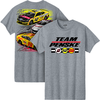 Men's Team Penske  Athletic Heather Gray Team Penske Three-Car Team T-Shirt