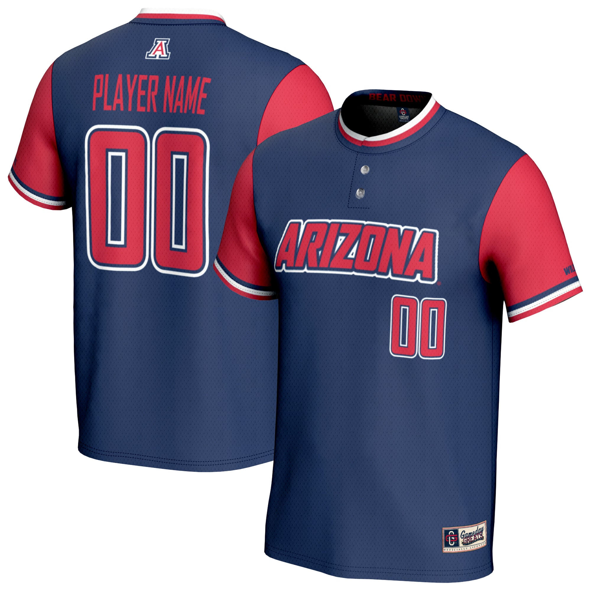 Unisex GameDay Greats Navy Arizona Wildcats NIL Pick-A-Player Lightweight Collegiate Softball Fashion Jersey