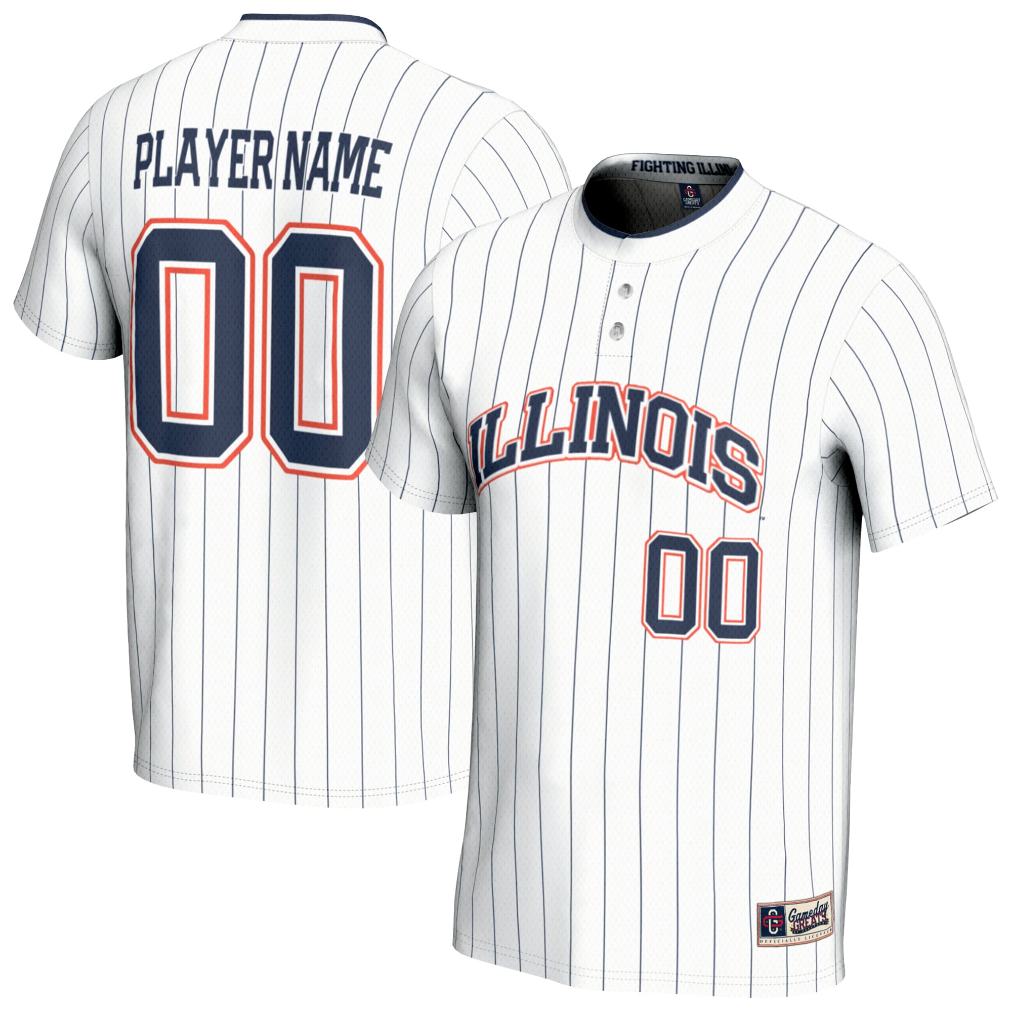Unisex GameDay Greats White Illinois Fighting Illini NIL Pick-A-Player Lightweight Collegiate Softball Fashion Jersey