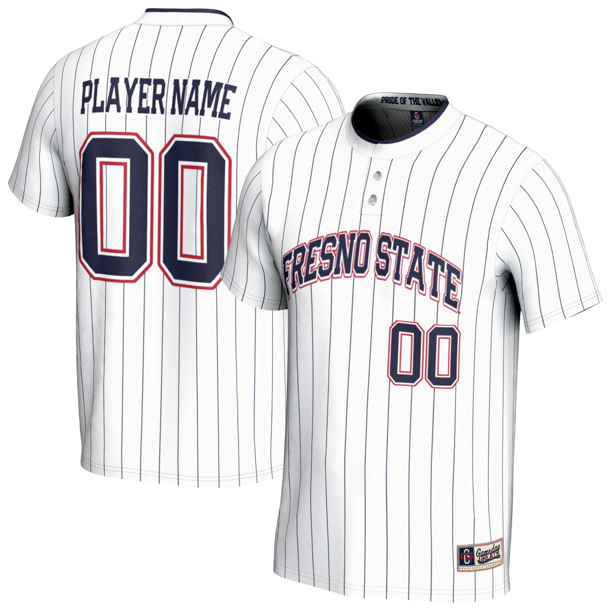 Youth GameDay Greats White Fresno State Bulldogs NIL Pick-A-Player Lightweight Collegiate Softball Fashion Jersey