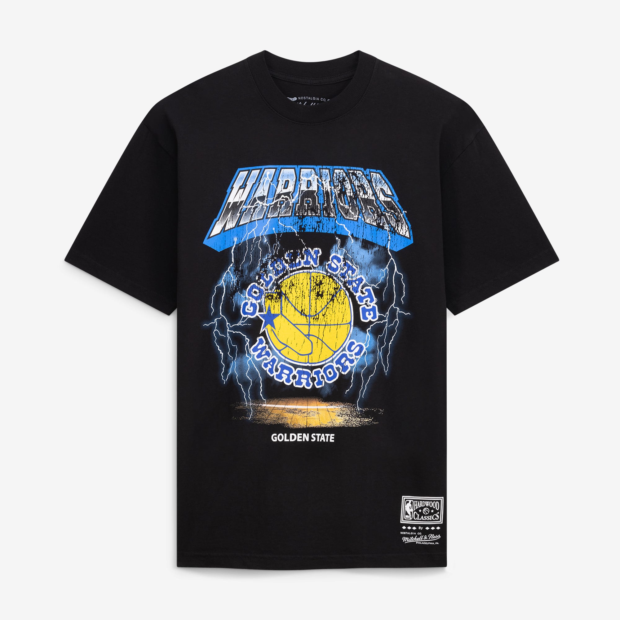 Men's Mitchell & Ness  Black Golden State Warriors Lightning T-Shirt