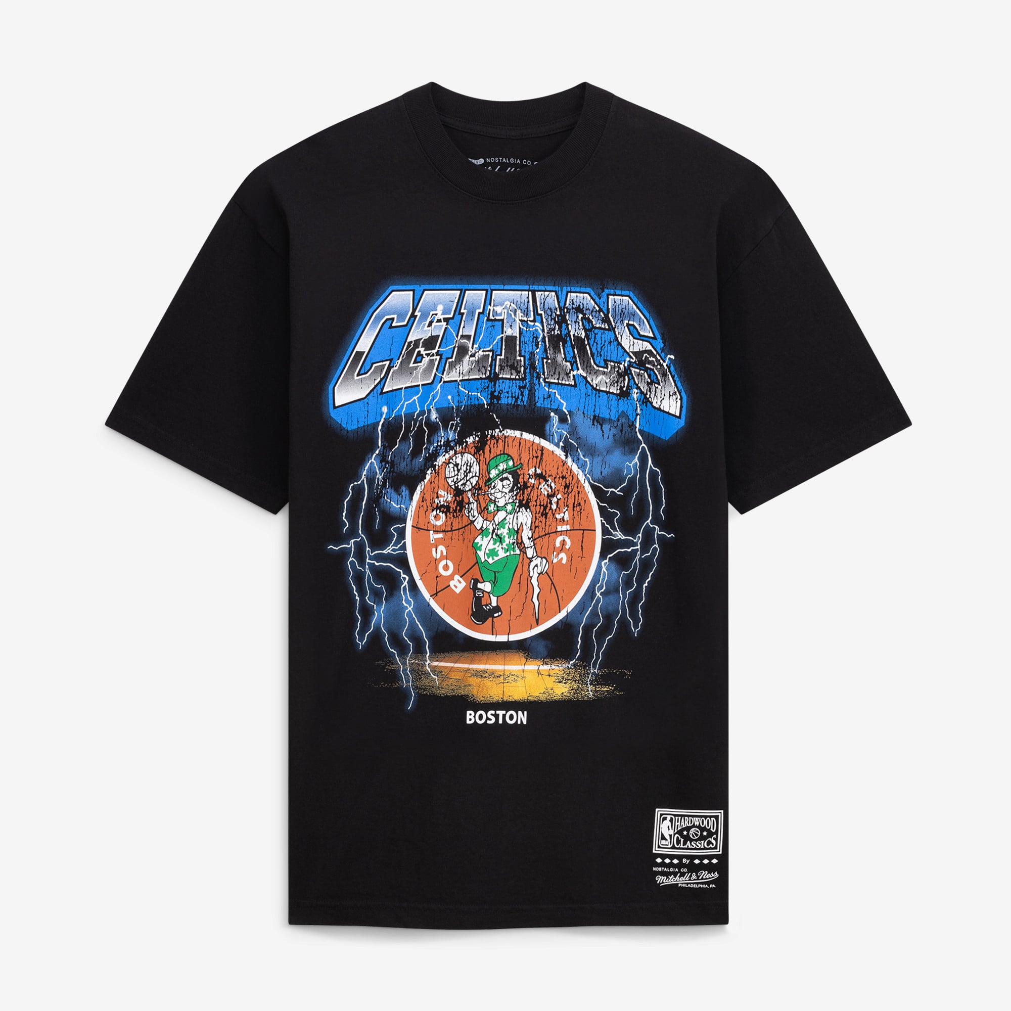 Men's Mitchell & Ness  Black Boston Celtics Lightning T-Shirt