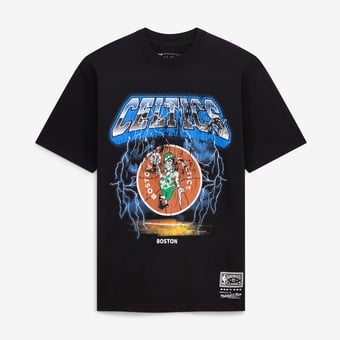 Men's Mitchell & Ness  Black Boston Celtics Lightning T-Shirt