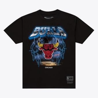 Men's Mitchell & Ness  Black Chicago Bulls Lightning T-Shirt