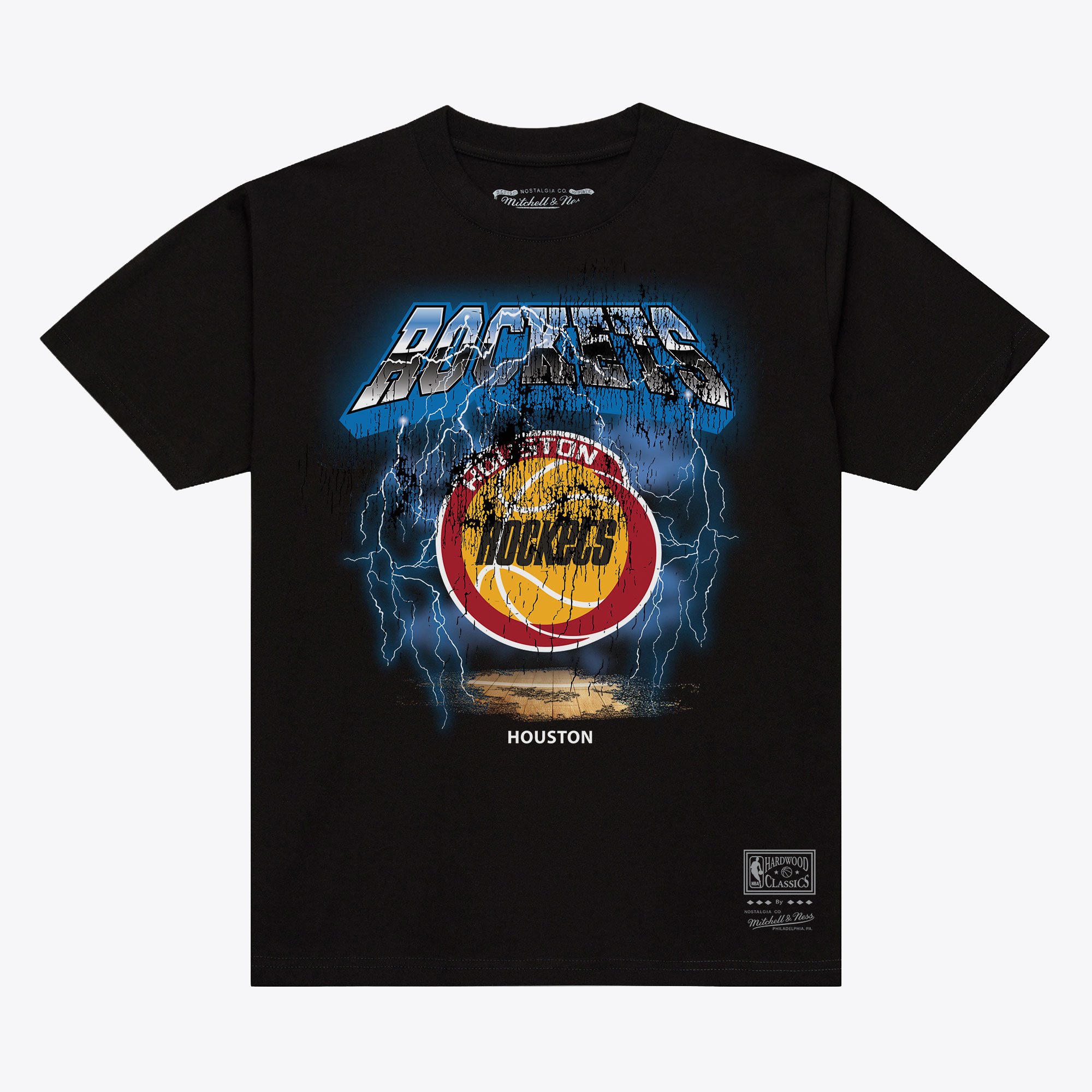 Men's Mitchell & Ness  Black Houston Rockets Lightning T-Shirt