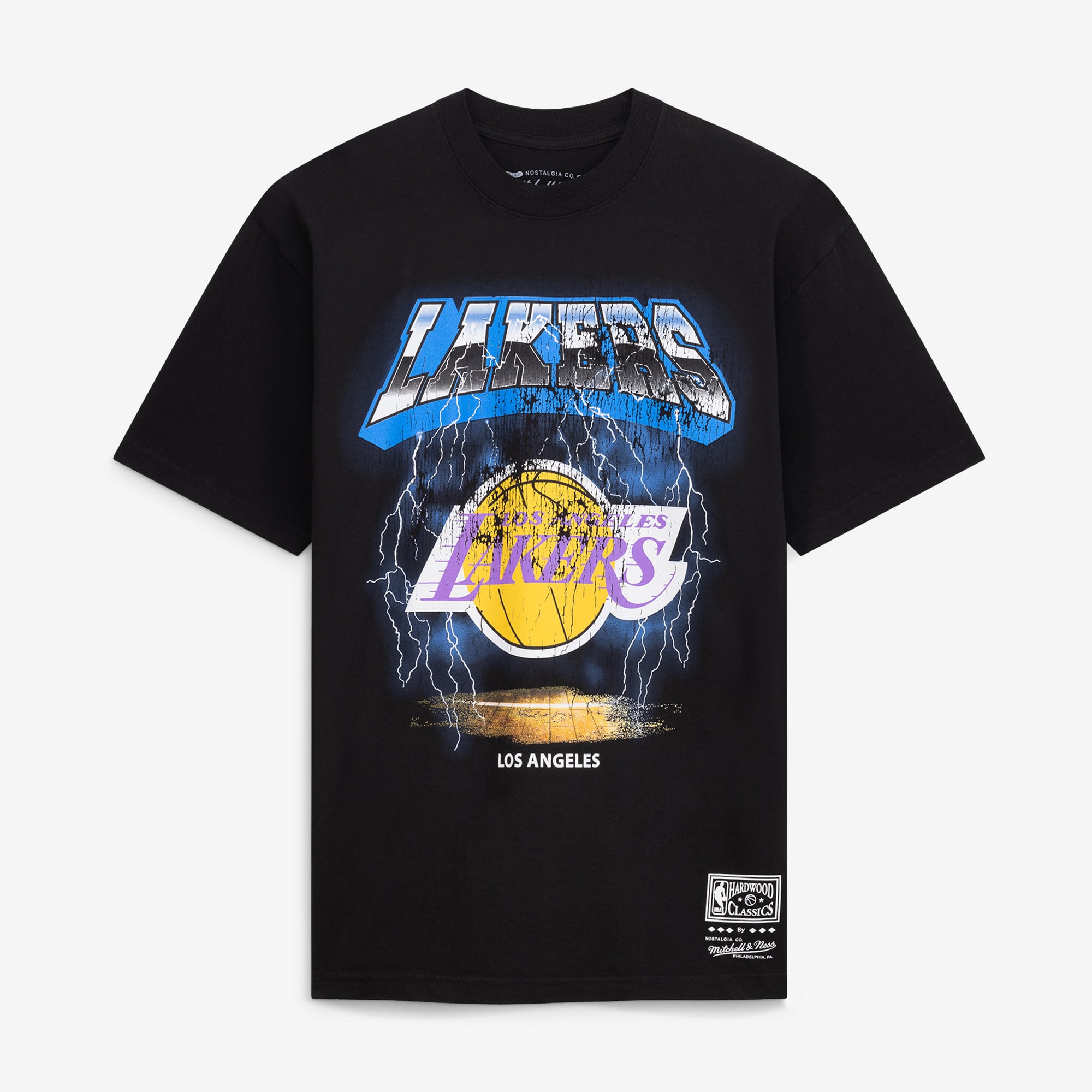 Men's Mitchell & Ness Black Los Angeles Lakers Lightning T-Shirt