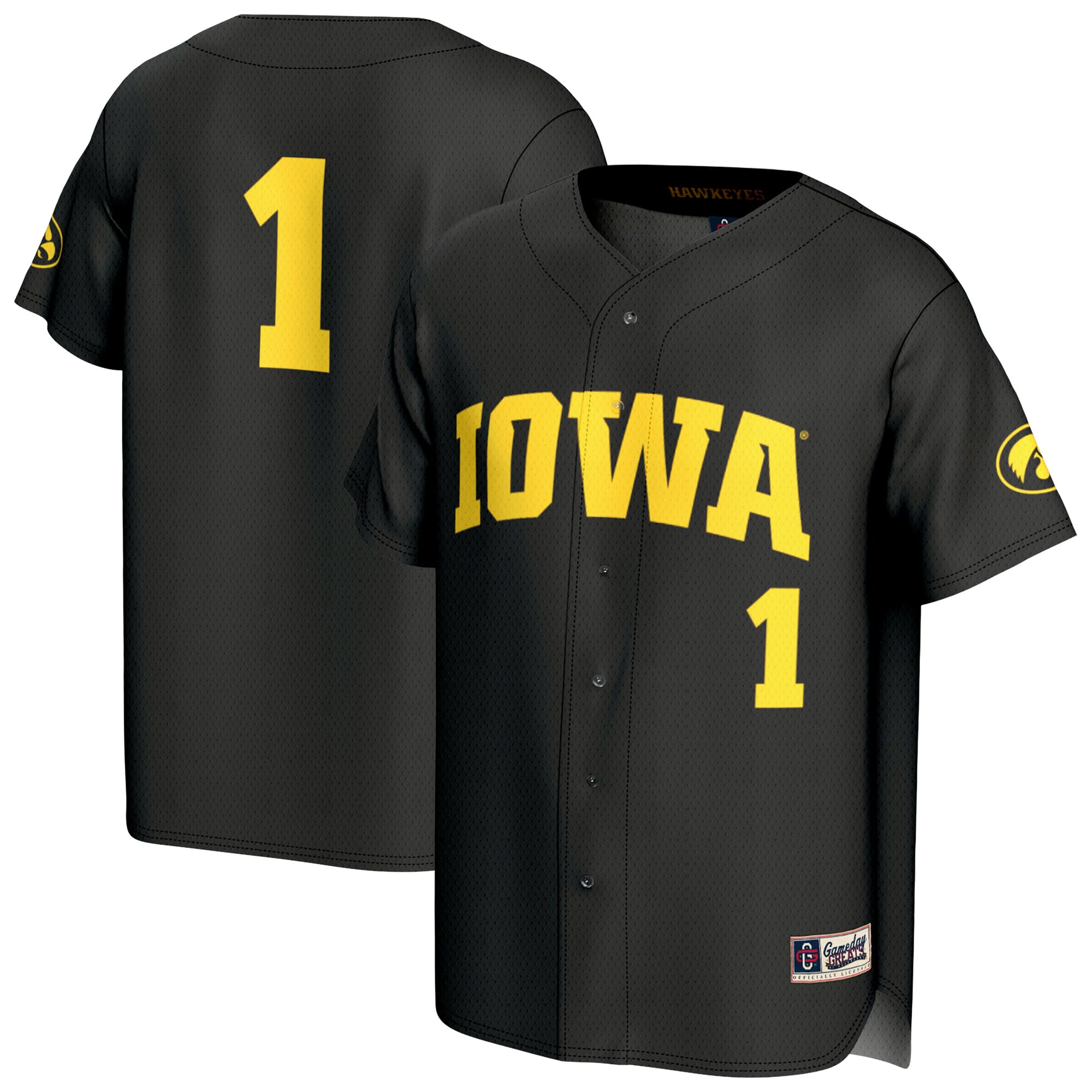 Unisex GameDay Greats Black Iowa Hawkeyes Lightweight Collegiate Baseball Fashion Jersey