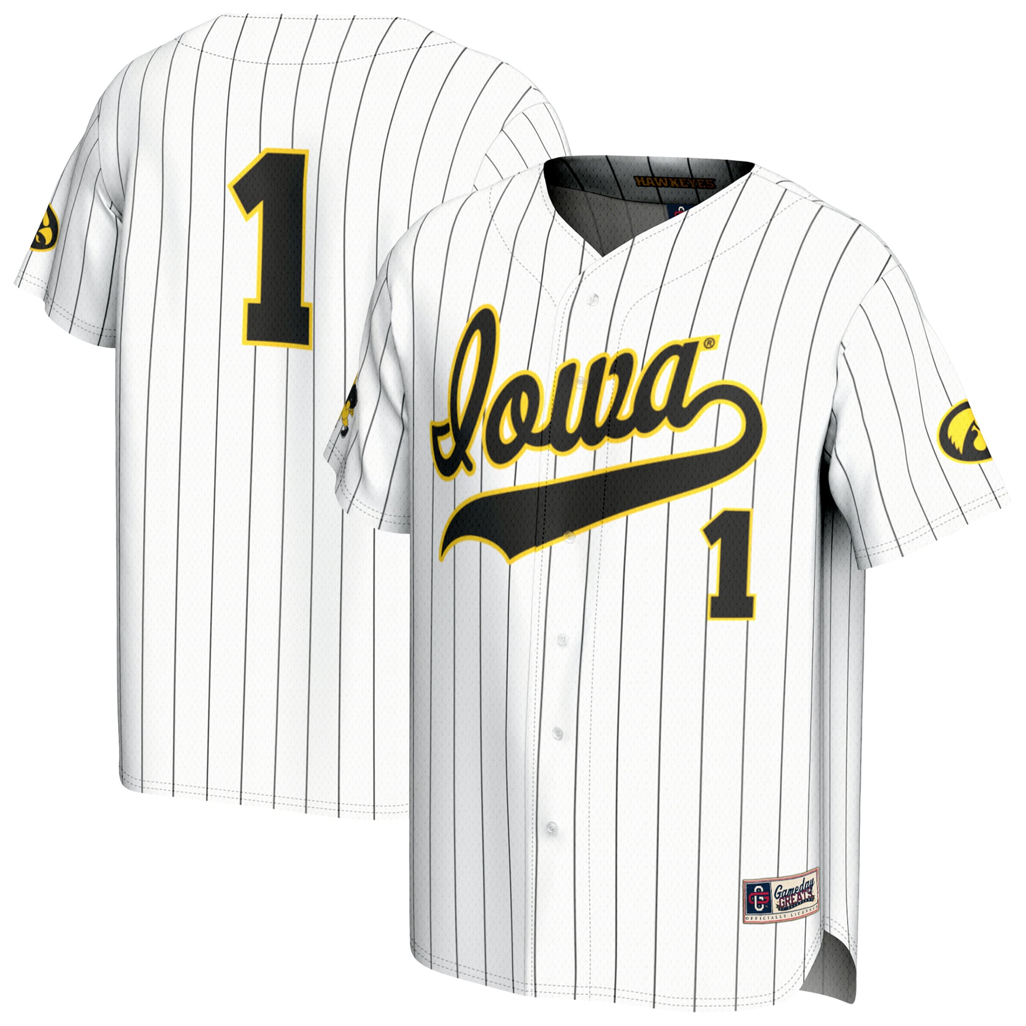 Youth GameDay Greats White Iowa Hawkeyes Lightweight Collegiate Baseball Fashion Jersey