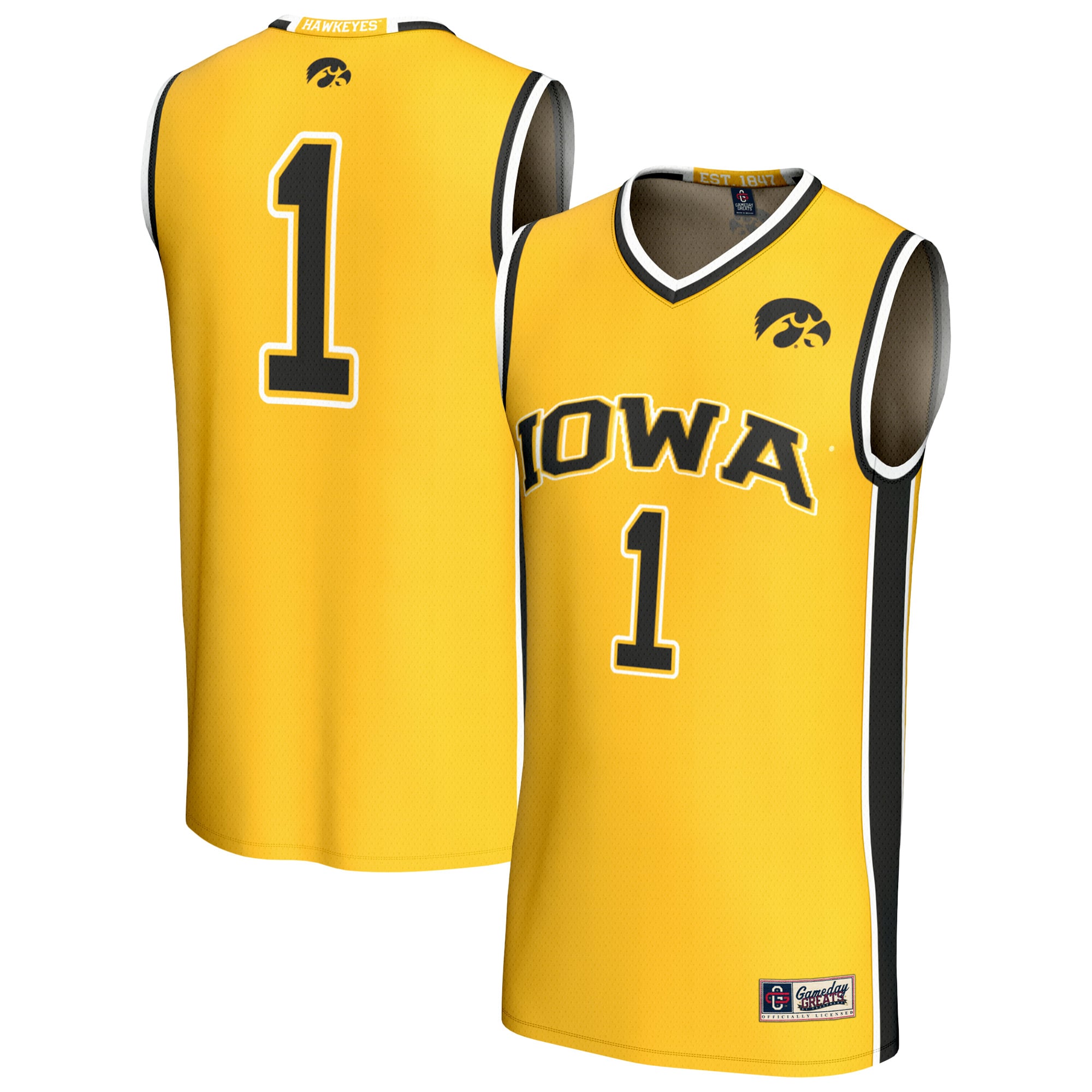Youth GameDay Greats Gold Iowa Hawkeyes Lightweight Collegiate Basketball Fashion Jersey