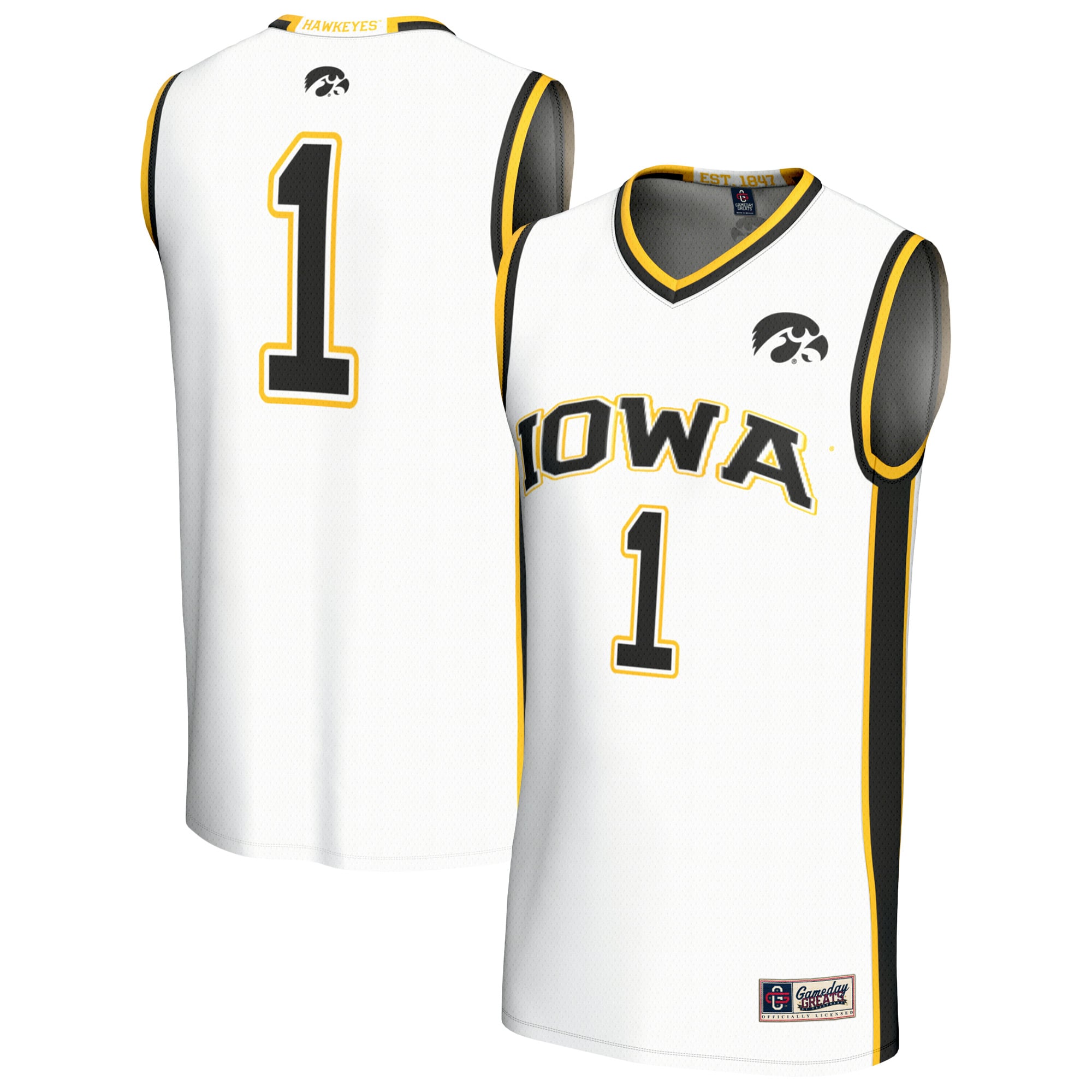 Youth GameDay Greats White Iowa Hawkeyes Lightweight Collegiate Basketball Fashion Jersey
