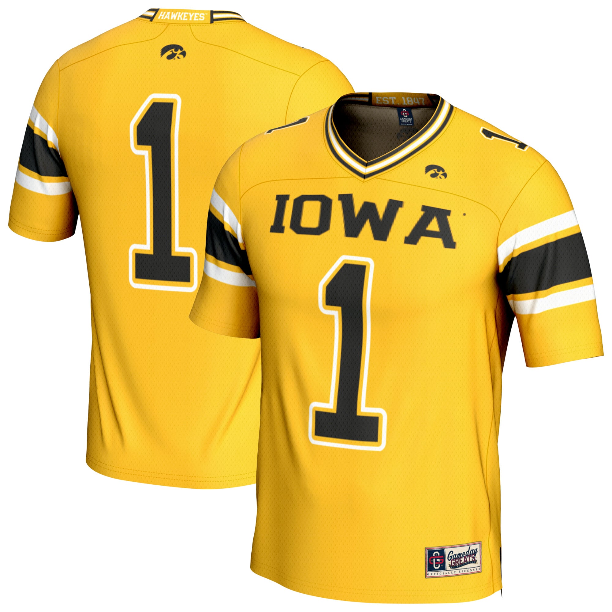 Youth GameDay Greats Gold Iowa Hawkeyes Lightweight Collegiate Football Fashion Jersey
