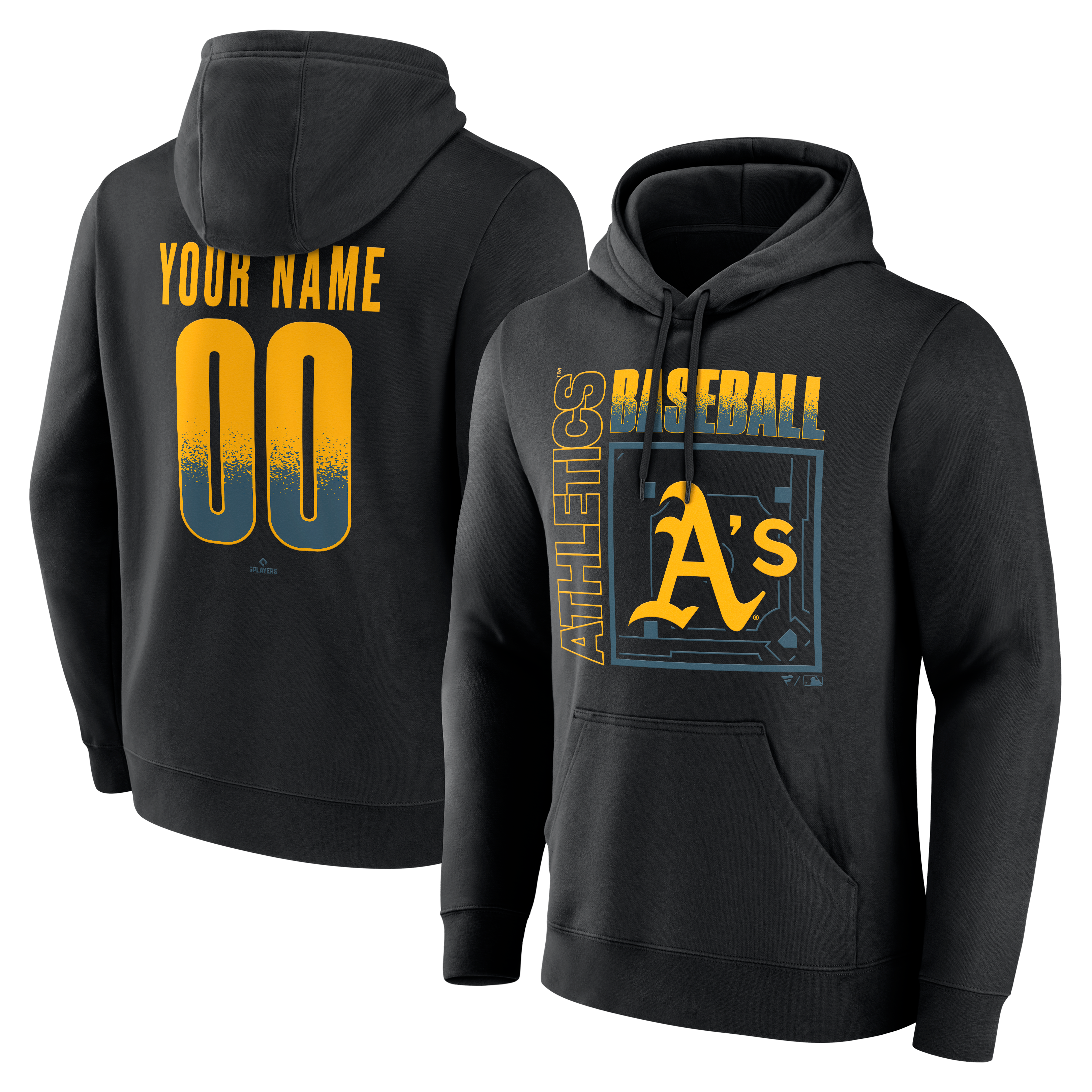 Men's Black Athletics  Home Field Pop Personalized Name & Number Hoodie