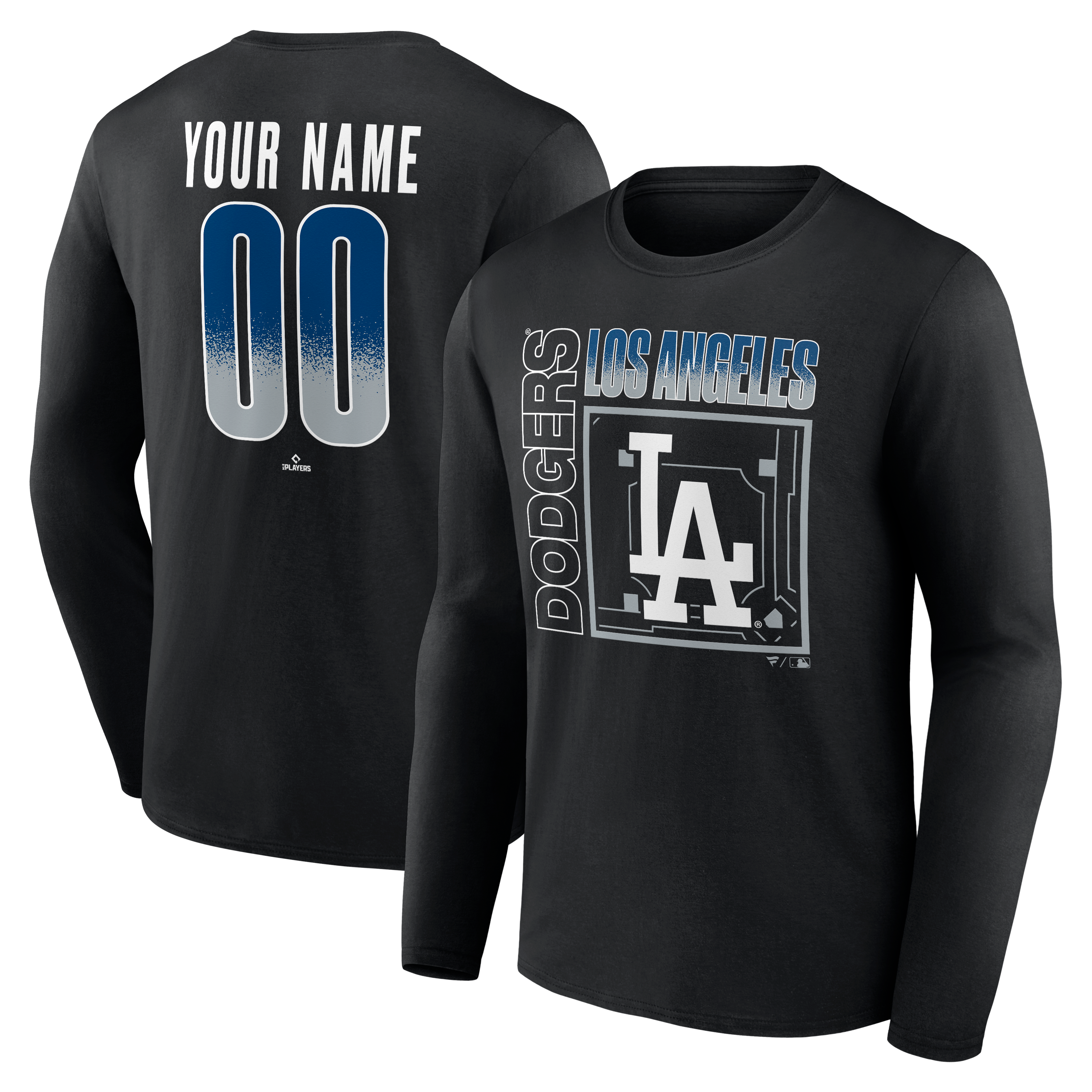 Men's Black Los Angeles Dodgers  Home Field Pop Personalized Name & Number Long Sleeve T-Shirt