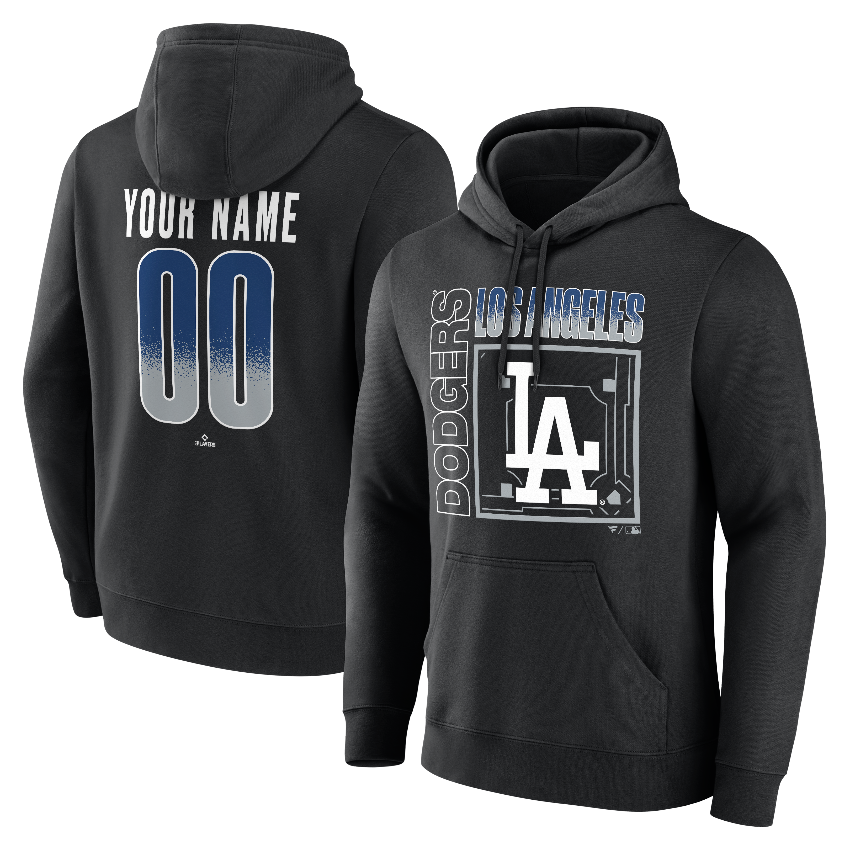 Men’s Black Los Angeles Dodgers Home Field Pop Personalized Name & Number Hoodie