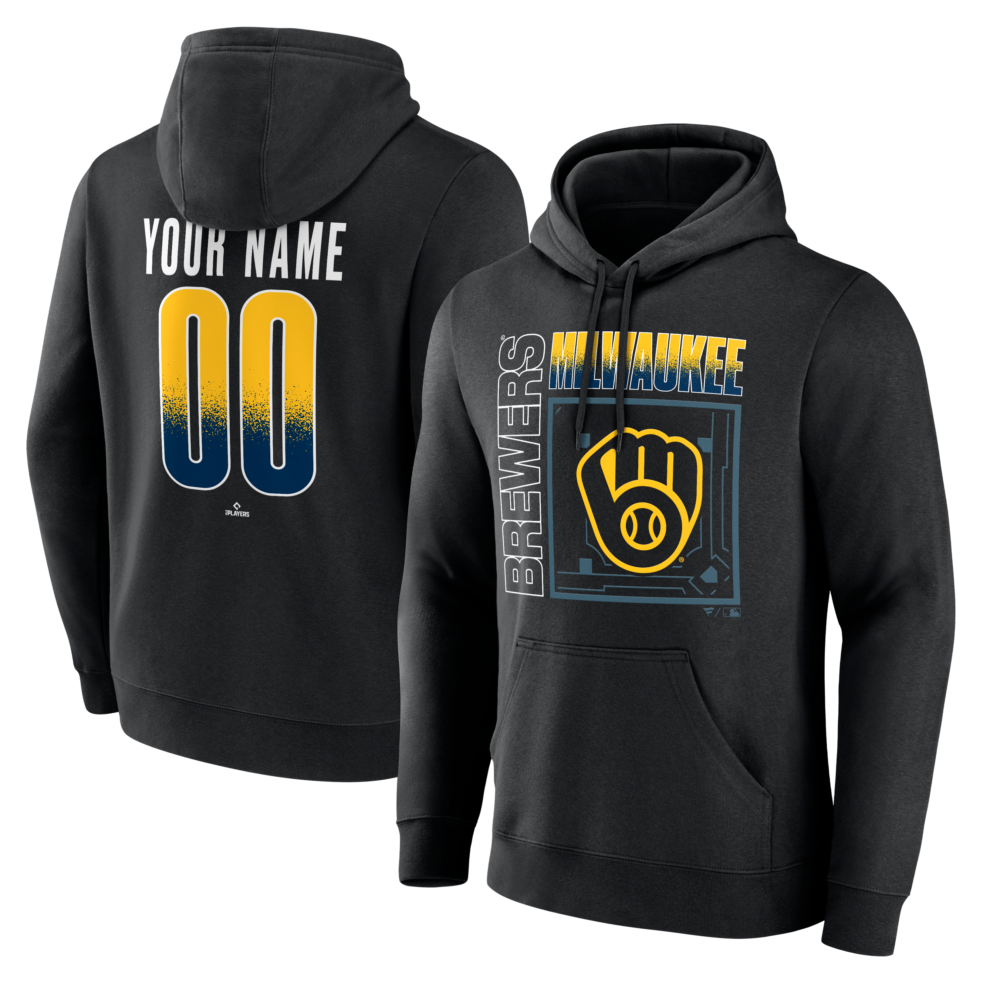 Men's Black Milwaukee Brewers  Home Field Pop Personalized Name & Number Hoodie