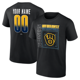 Men's Black Milwaukee Brewers  Home Field Pop Personalized Name & Number T-Shirt