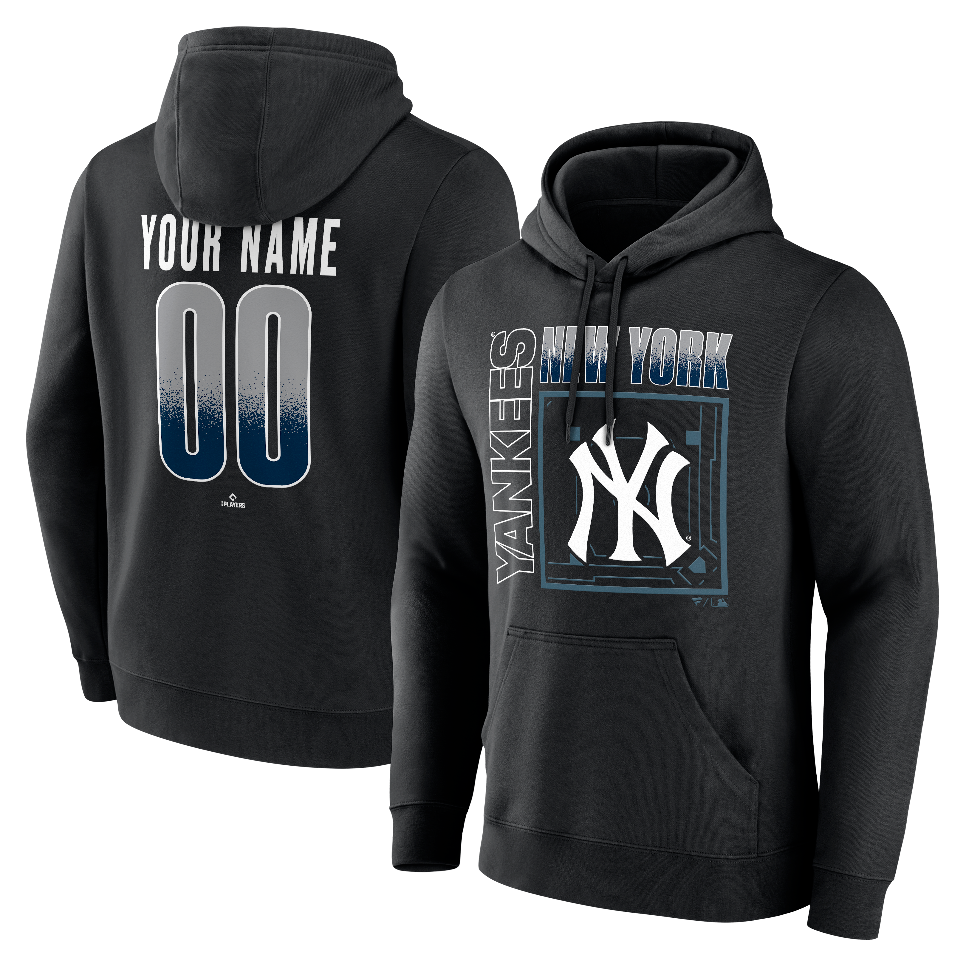 Men's Black New York Yankees  Home Field Pop Personalized Name & Number Hoodie