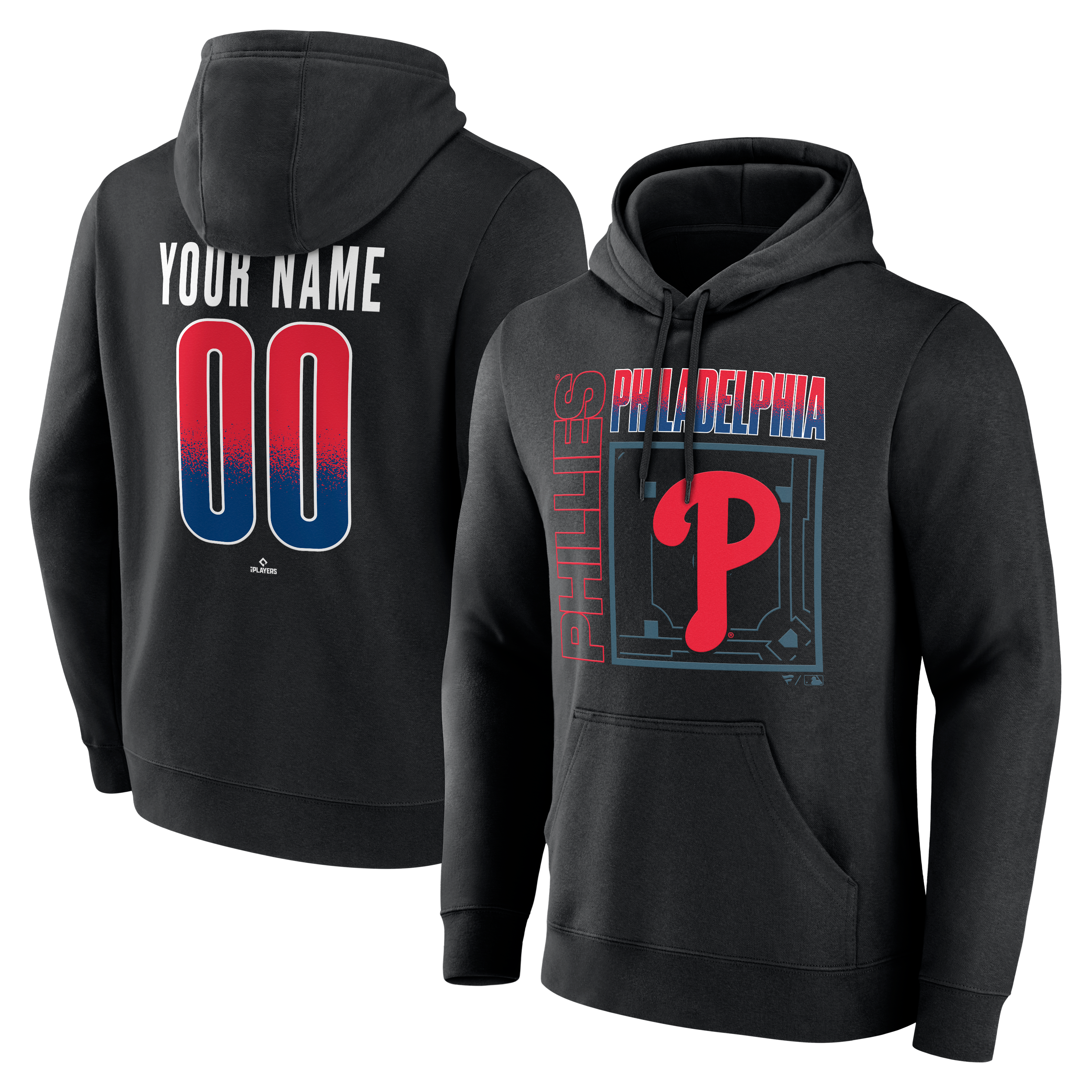 Men's Black Philadelphia Phillies  Home Field Pop Personalized Name & Number Hoodie