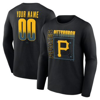Men's Black Pittsburgh Pirates  Home Field Pop Personalized Name & Number Long Sleeve T-Shirt
