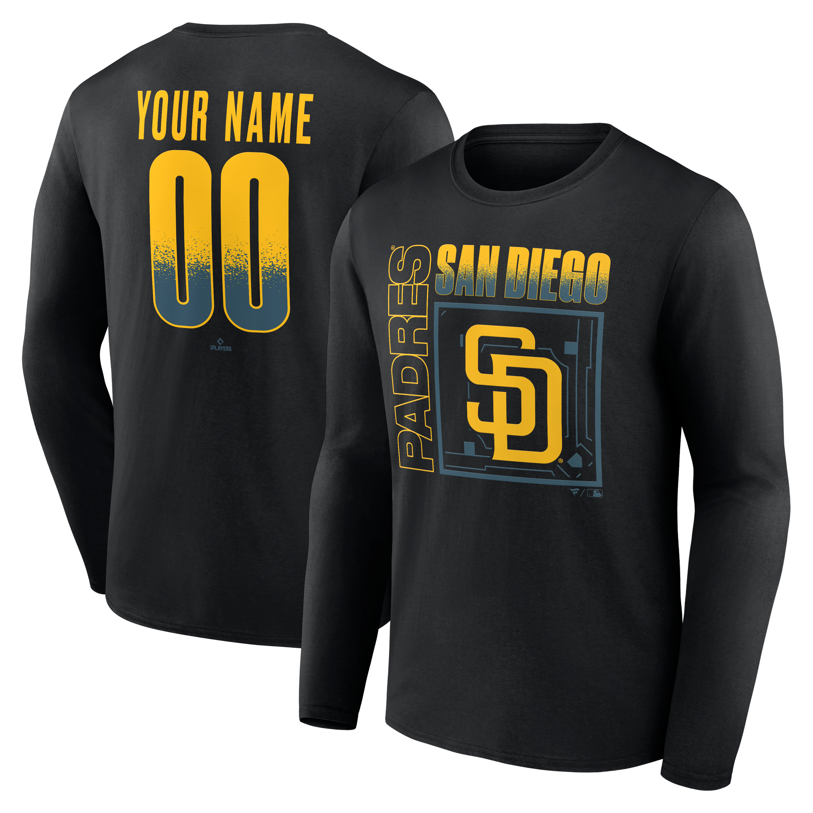 Men's Black San Diego Padres  Home Field Pop Personalized Name & Number Long Sleeve T-Shirt