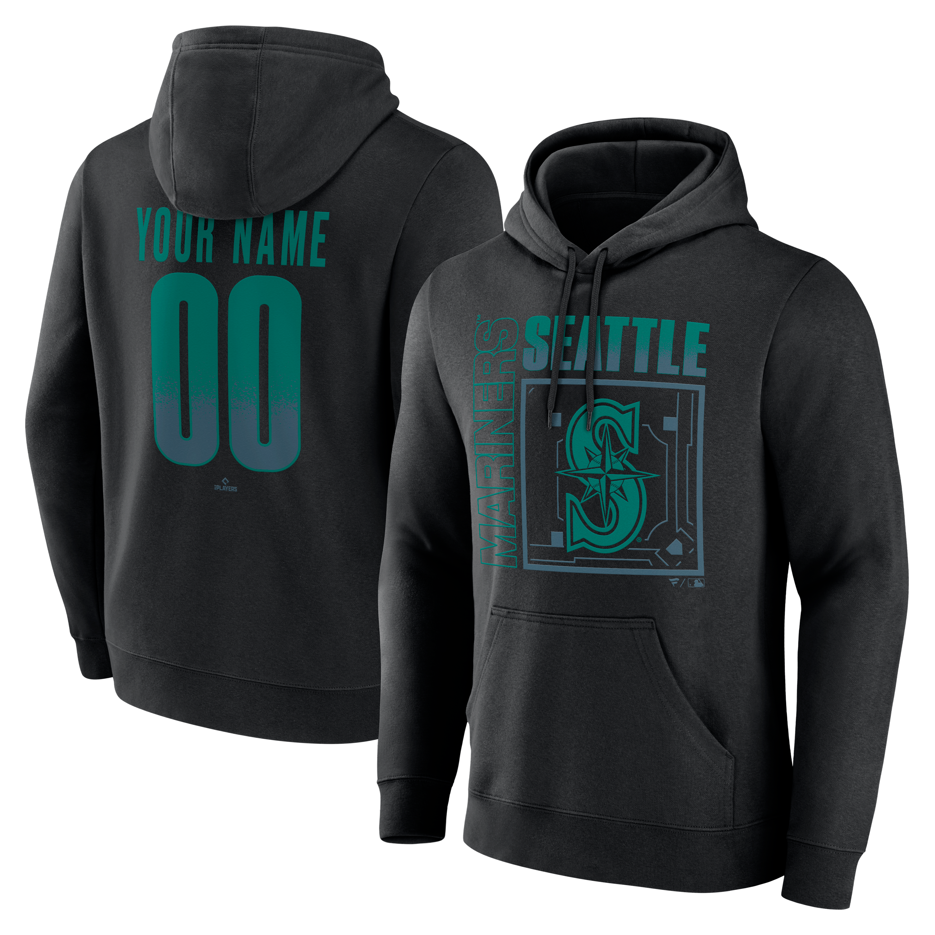 Men's Black Seattle Mariners  Home Field Pop Personalized Name & Number Hoodie