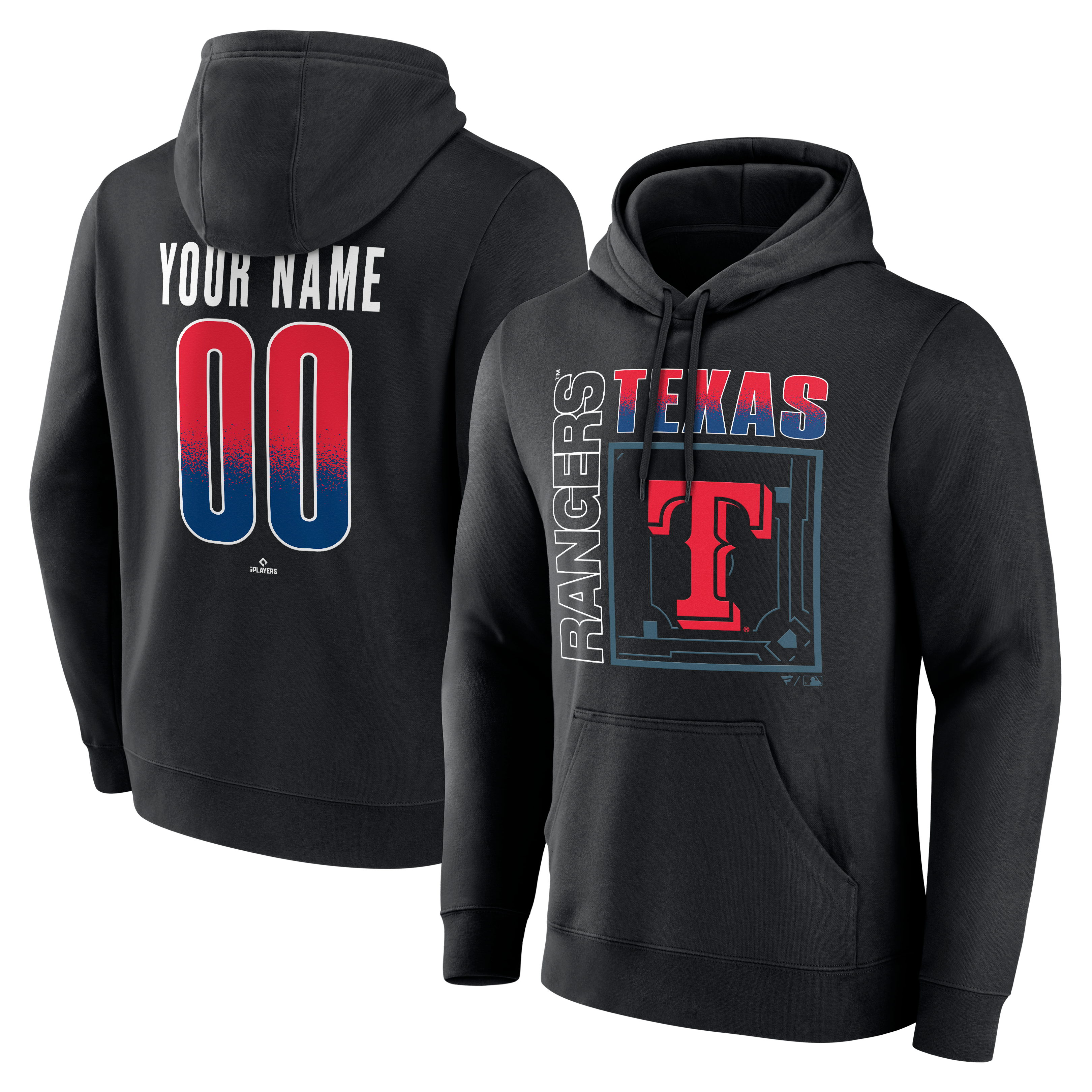 Men's Black Texas Rangers  Home Field Pop Personalized Name & Number Hoodie