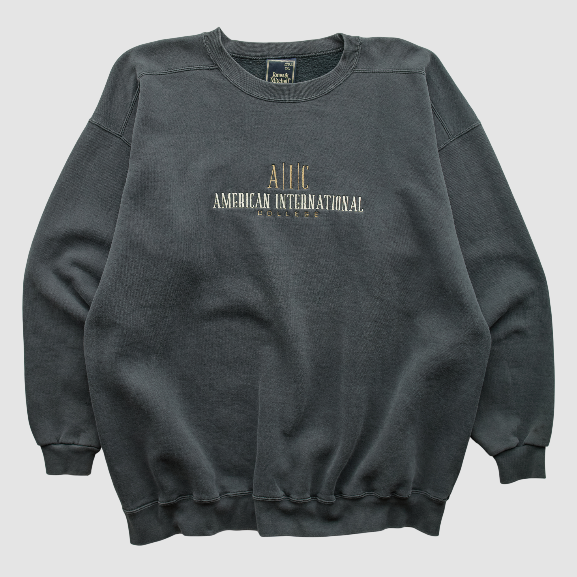 Unknown American International Yellow Jackets Jones & Mitchell 90s Pullover Sweatshirt - Black - XL by Fanatics Real Vintage
