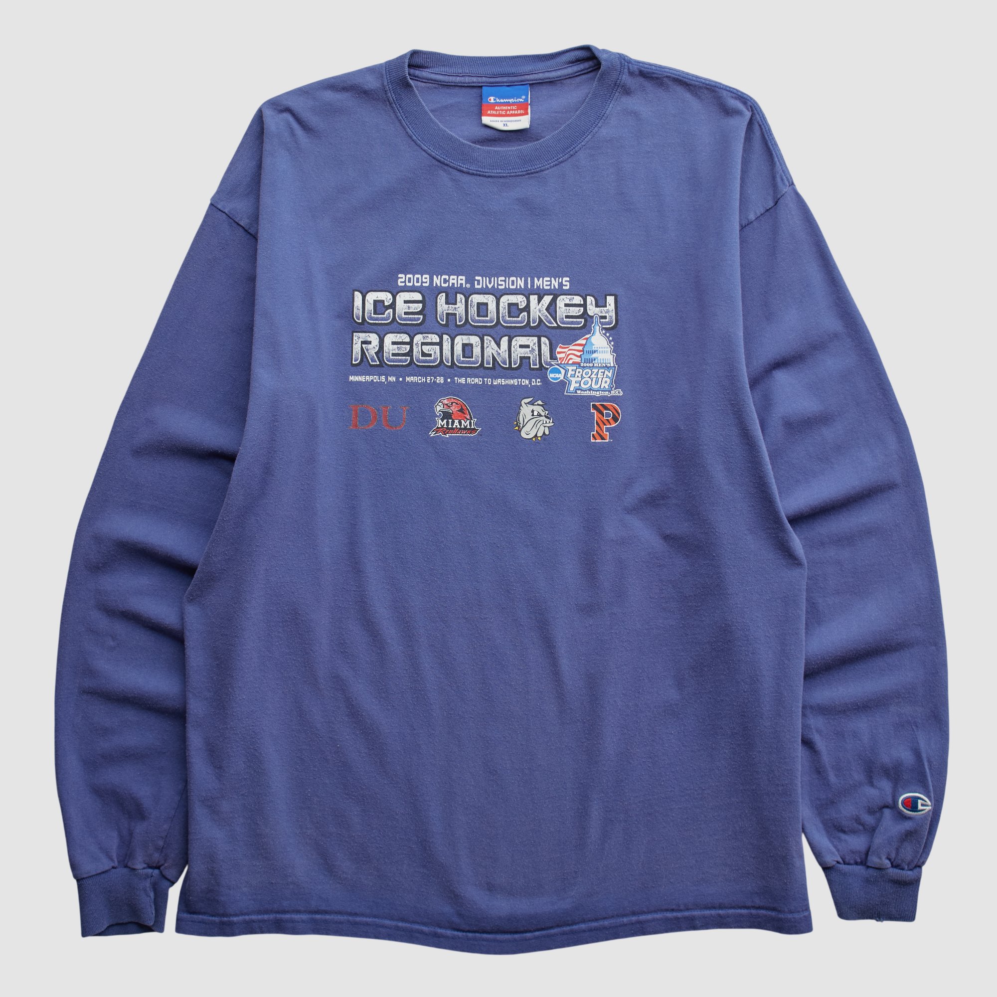 NCAA Ice Hockey Regional Champion 2009 Long Sleeve T-shirt - Blue - L by Fanatics Real Vintage