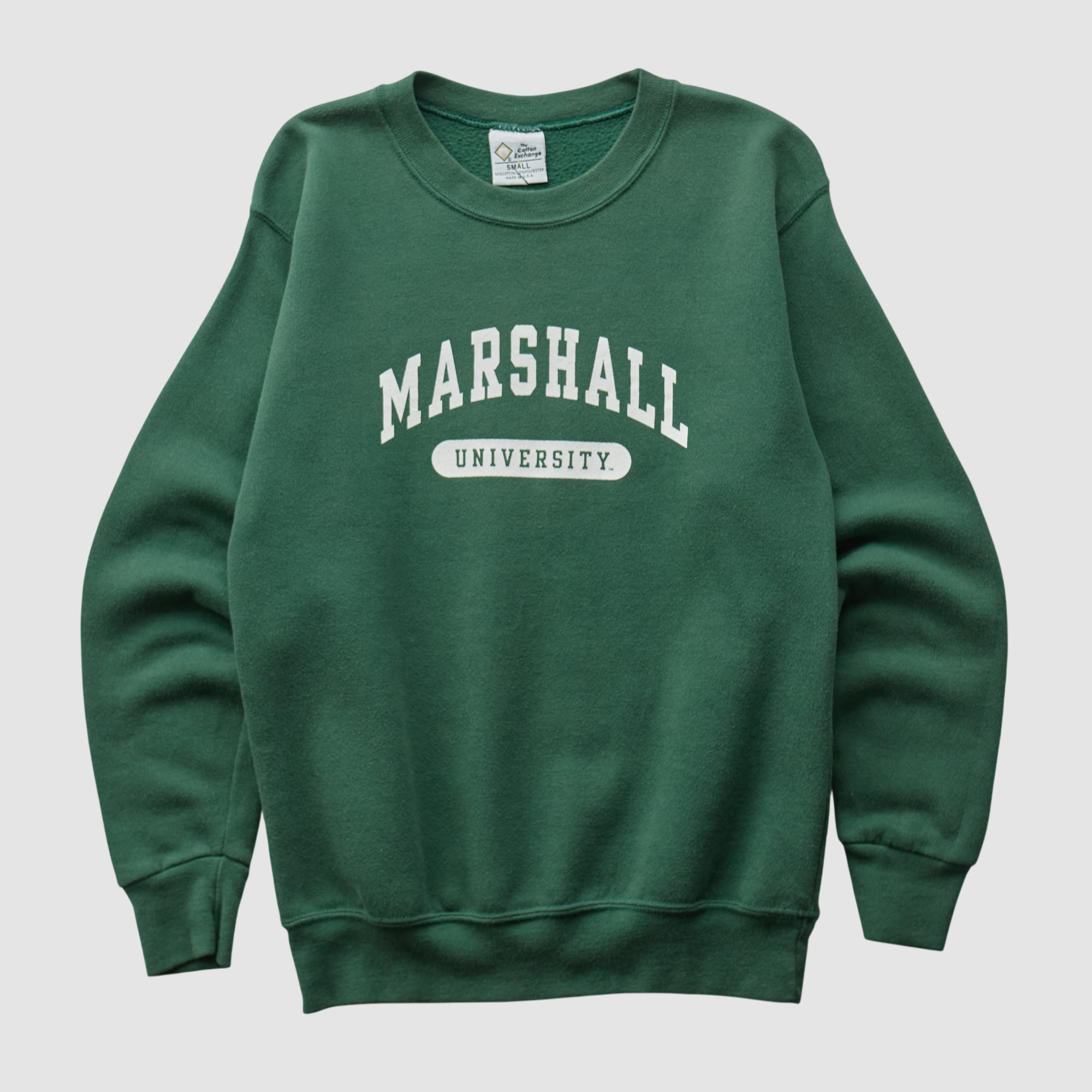 Marshall Thundering Herd The Cotton Exchange 2000s Pullover Sweatshirt - Green - XXS by Fanatics Real Vintage