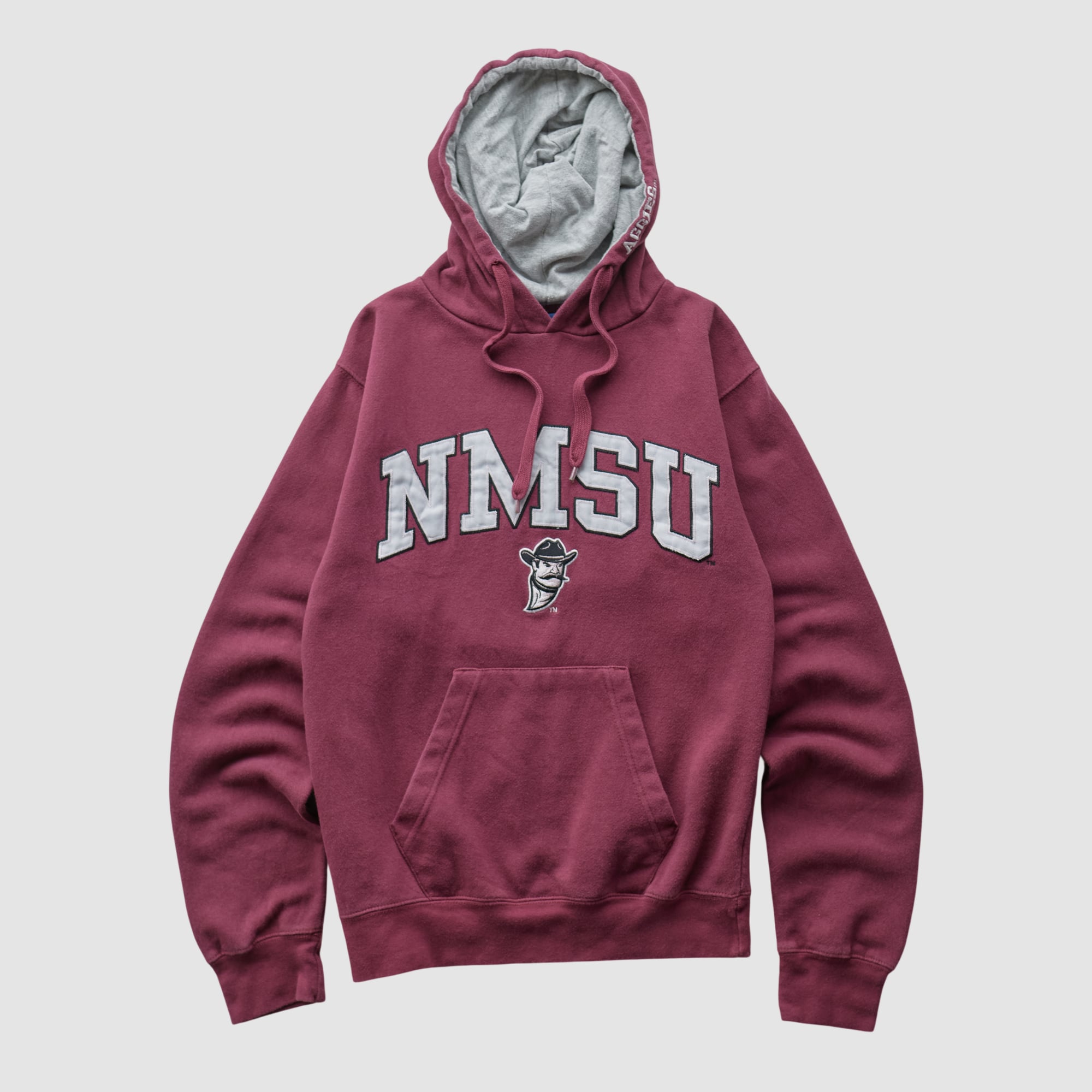 New Mexico State Aggies Old Varsity Brand 2010s Hooded Pullover Sweatshirt - Maroon - XXS by Fanatics Real Vintage