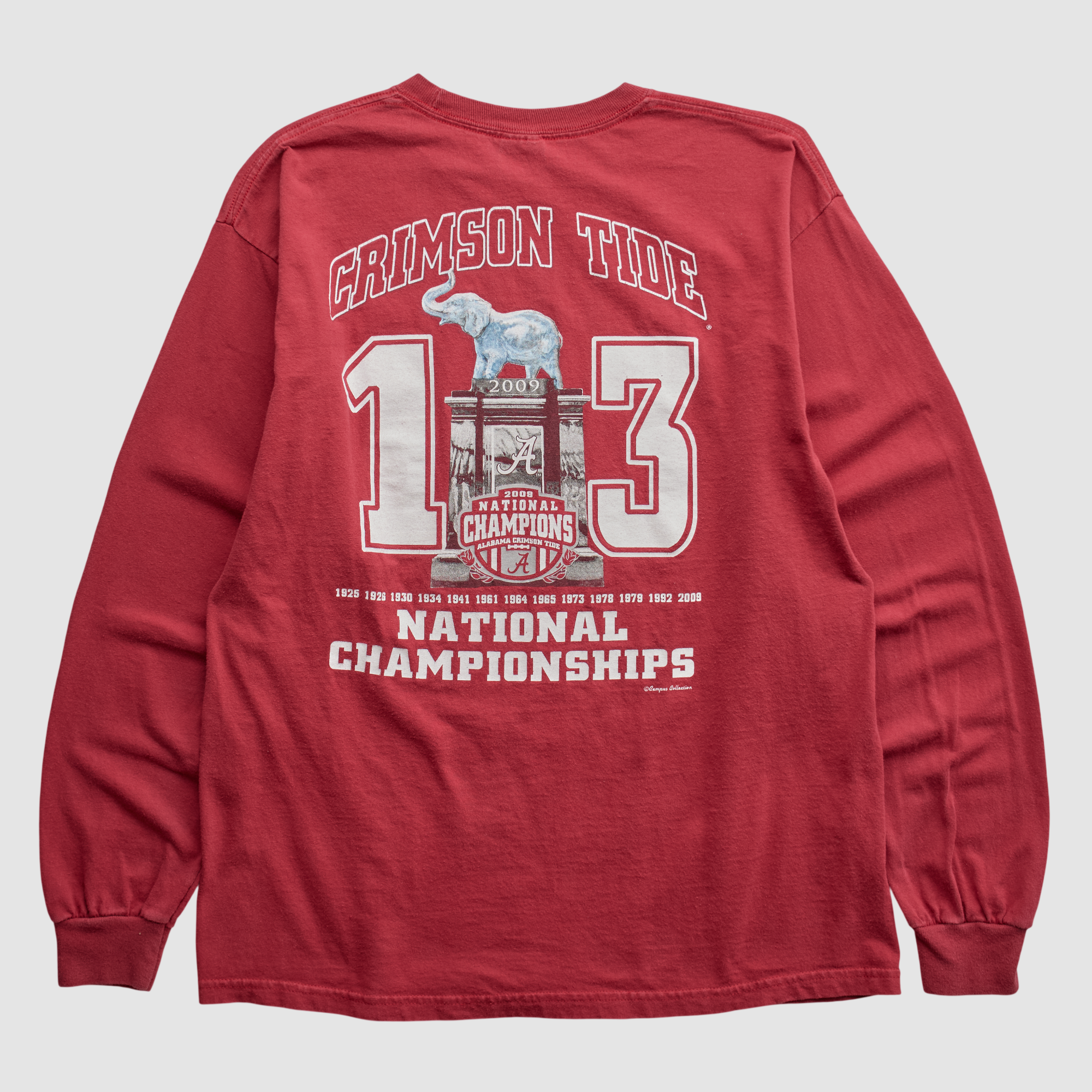 Alabama Crimson Tide Gildan 2009 Long Sleeve T-shirt – Red – S by Fanatics Real Vintage Alabama Crimson Tide Gildan 2009 Long Sleeve T-shirt – Red – S by Fanatics Real Vintage