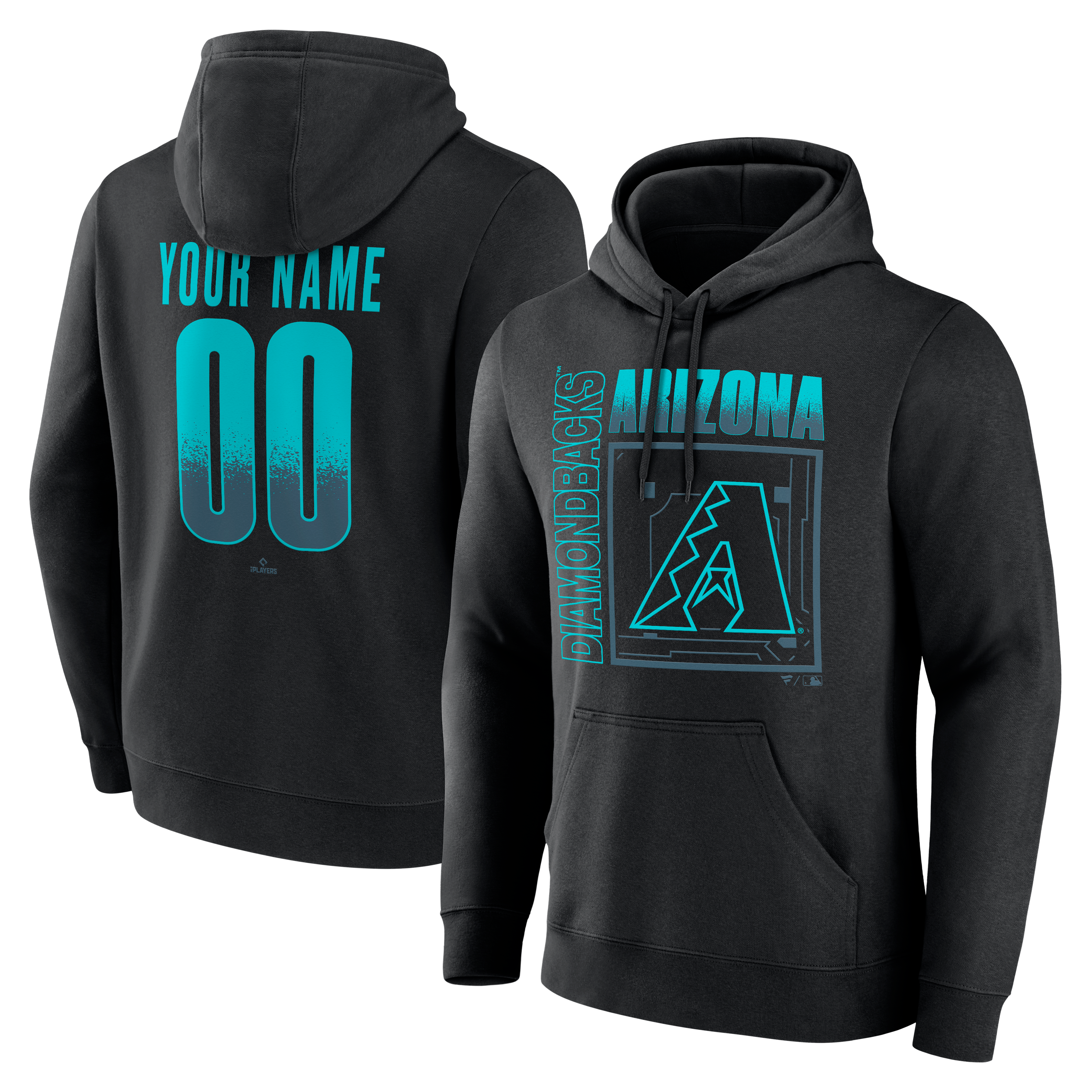 Men's Black Arizona Diamondbacks Big & Tall Home Field Pop Personalized Name & Number Hoodie